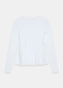 White Peplum Knit Cardigan