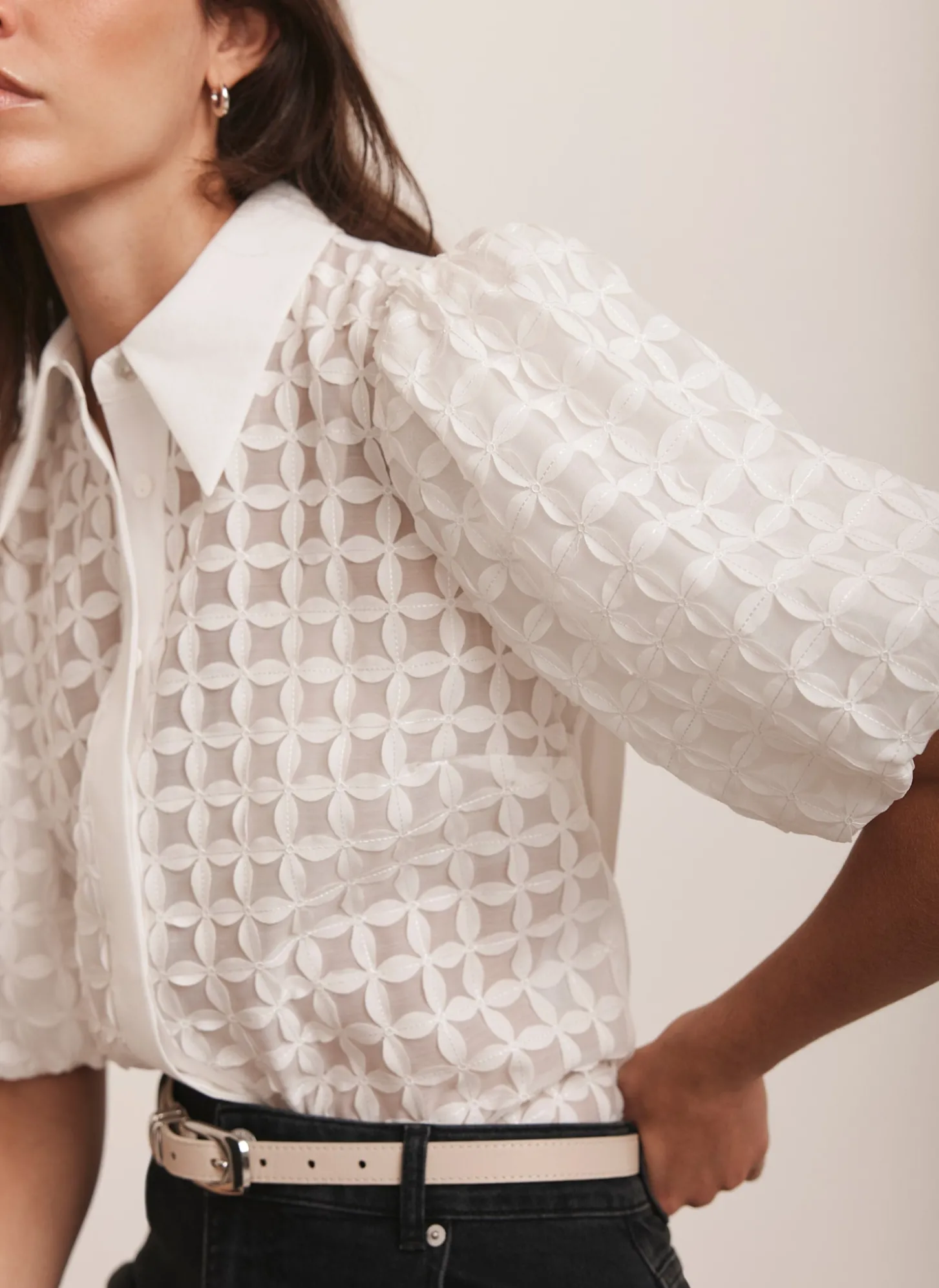 White Petal Detail Shirt