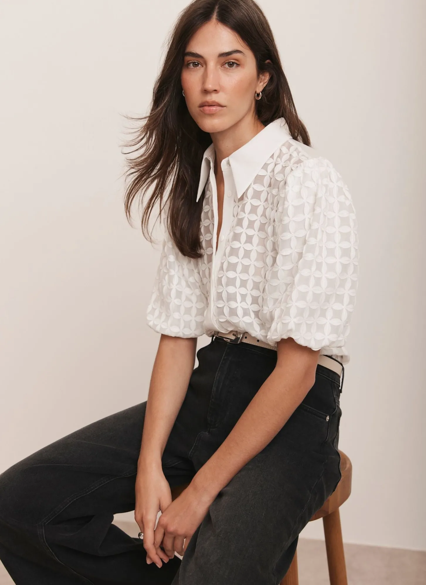 White Petal Detail Shirt