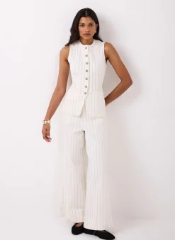 White Pinstripe Denim Waistcoat