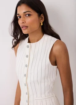White Pinstripe Denim Waistcoat
