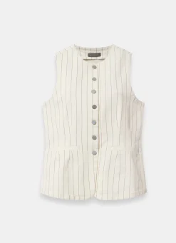 White Pinstripe Denim Waistcoat