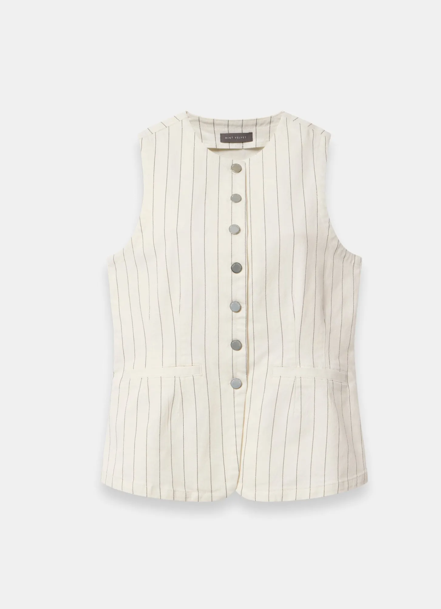 White Pinstripe Denim Waistcoat