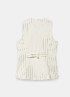 White Pinstripe Denim Waistcoat