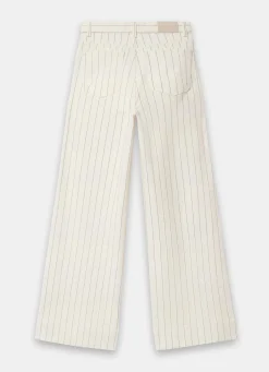 White Pinstripe Wide Jeans