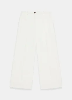 White Pleated Wide Leg Trousers