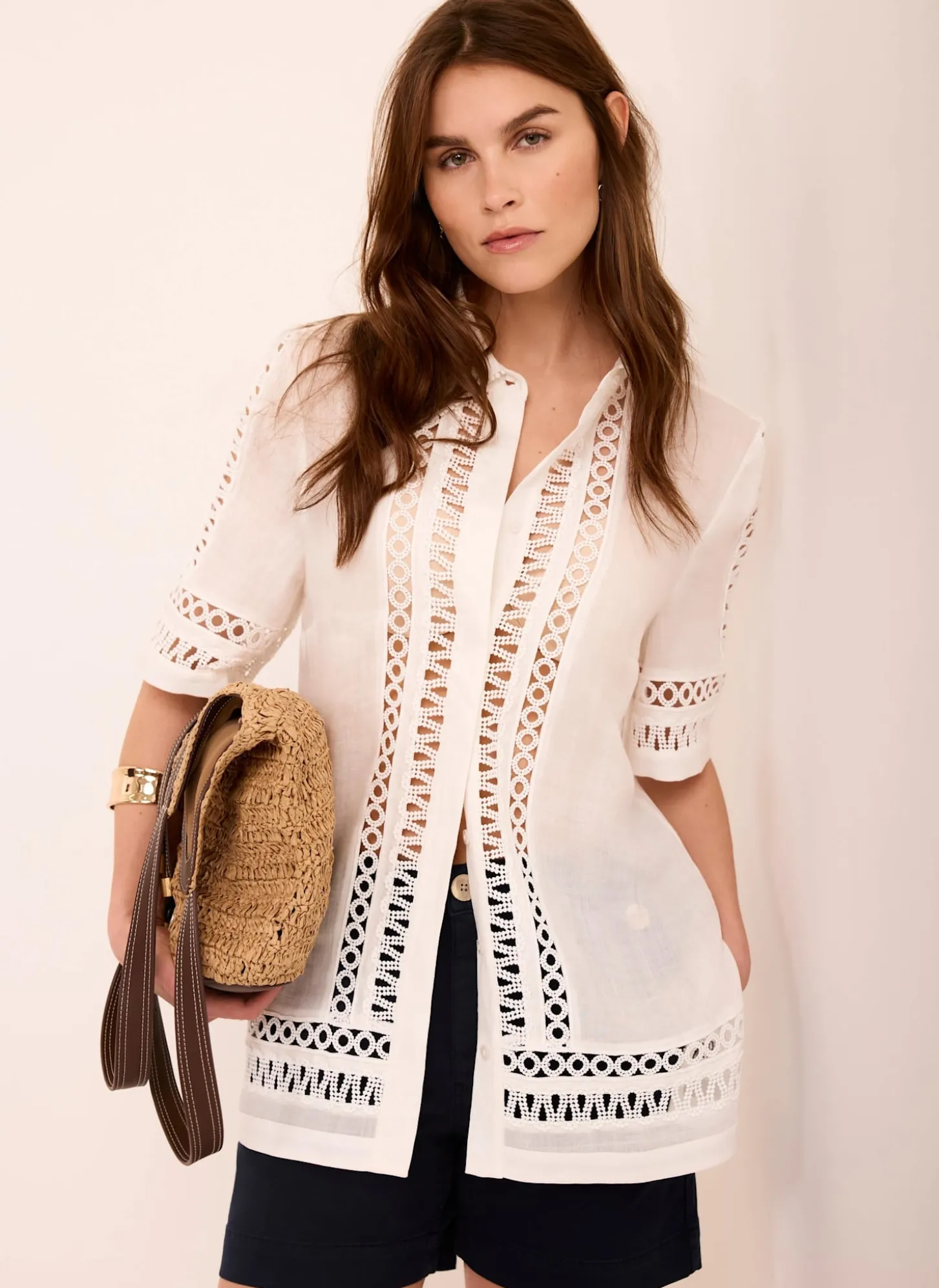 White Ramie Resort Shirt