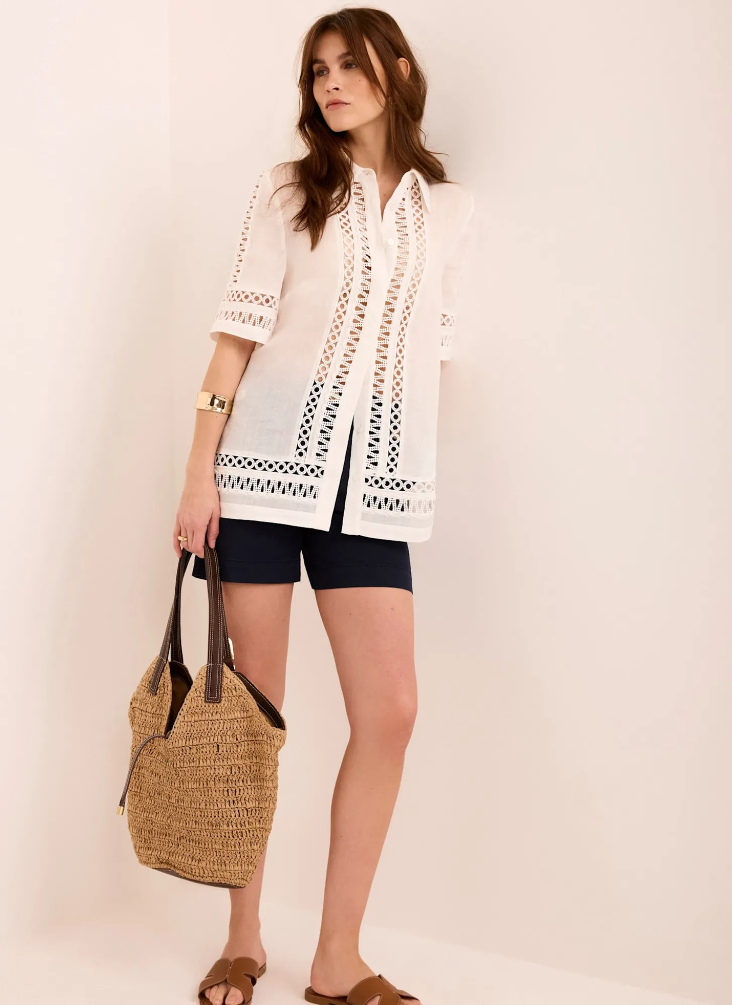 White Ramie Resort Shirt