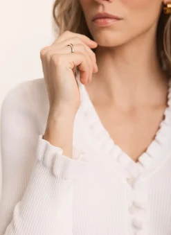 White Ruffle Detail Cardigan