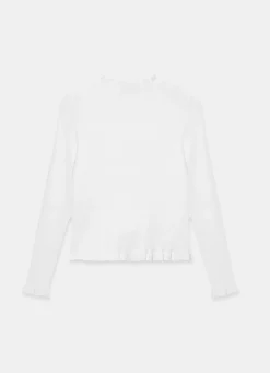 White Ruffle Detail Cardigan