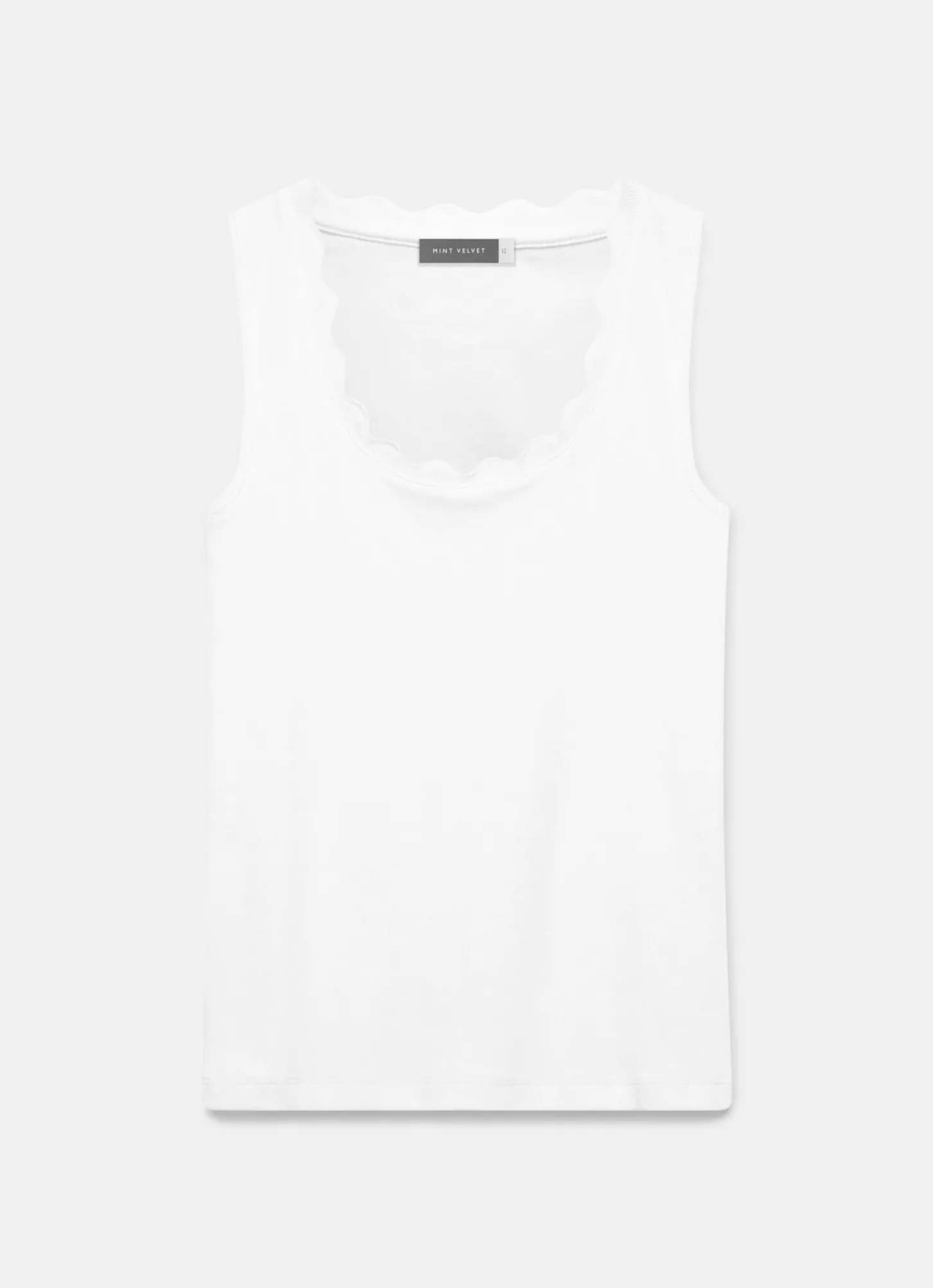 White Scallop Trim Vest Top