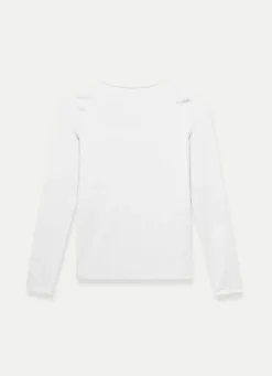 White Scoop Neck Long Sleeve Top