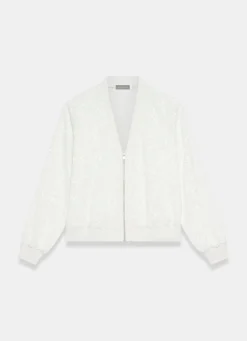 White Sequin Bomber Jacket
