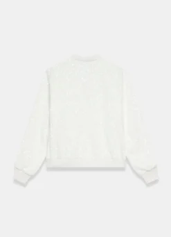 White Sequin Bomber Jacket