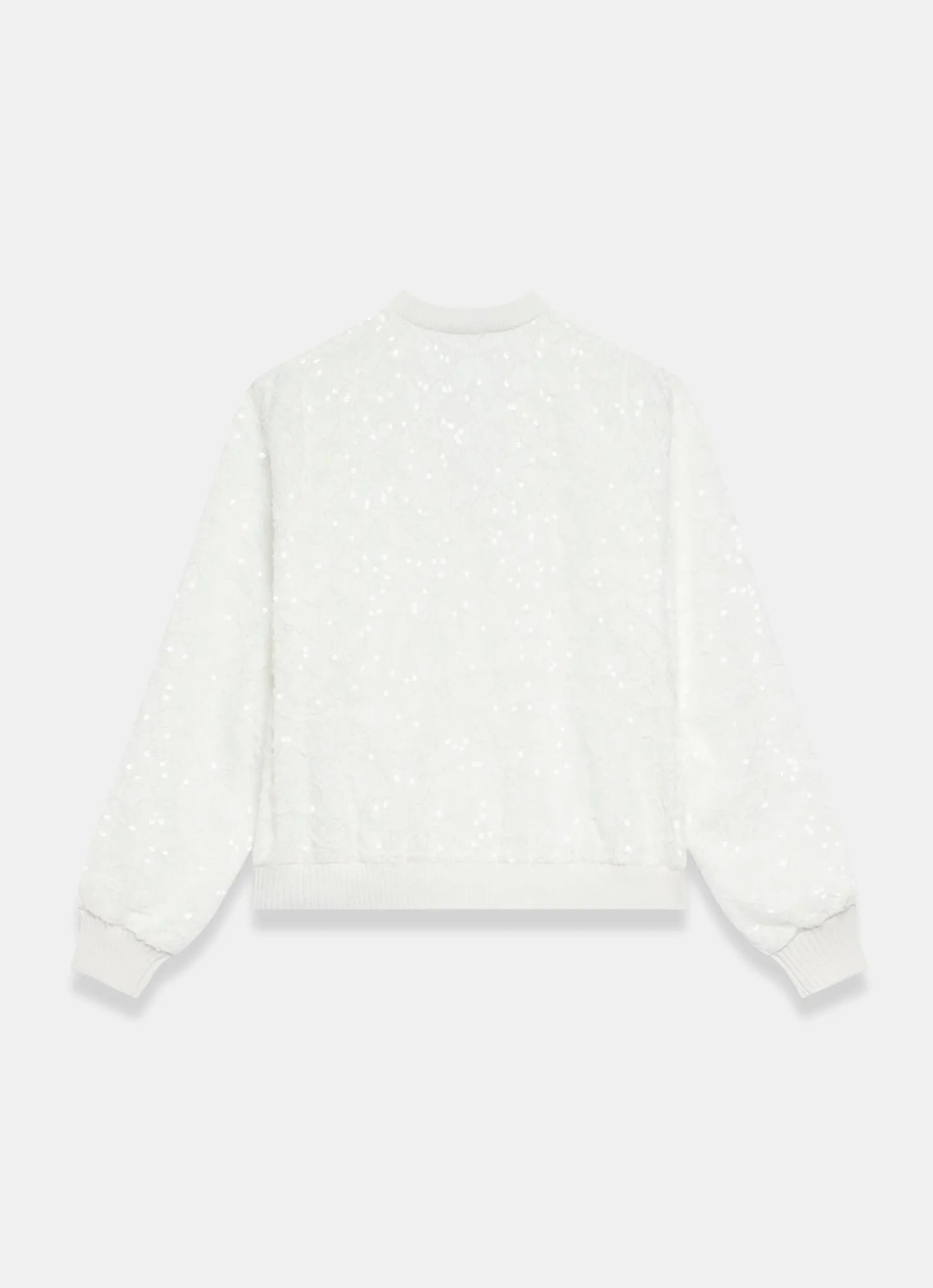 White Sequin Bomber Jacket