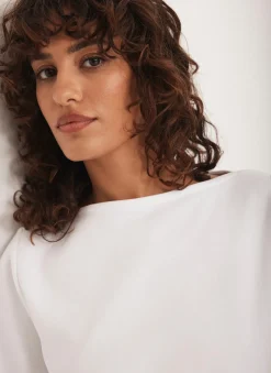 White Slash Neck T Shirt