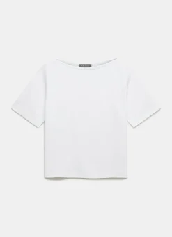 White Slash Neck T Shirt