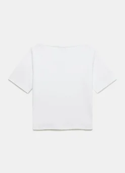 White Slash Neck T Shirt