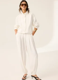 White Soft Balloon Trousers