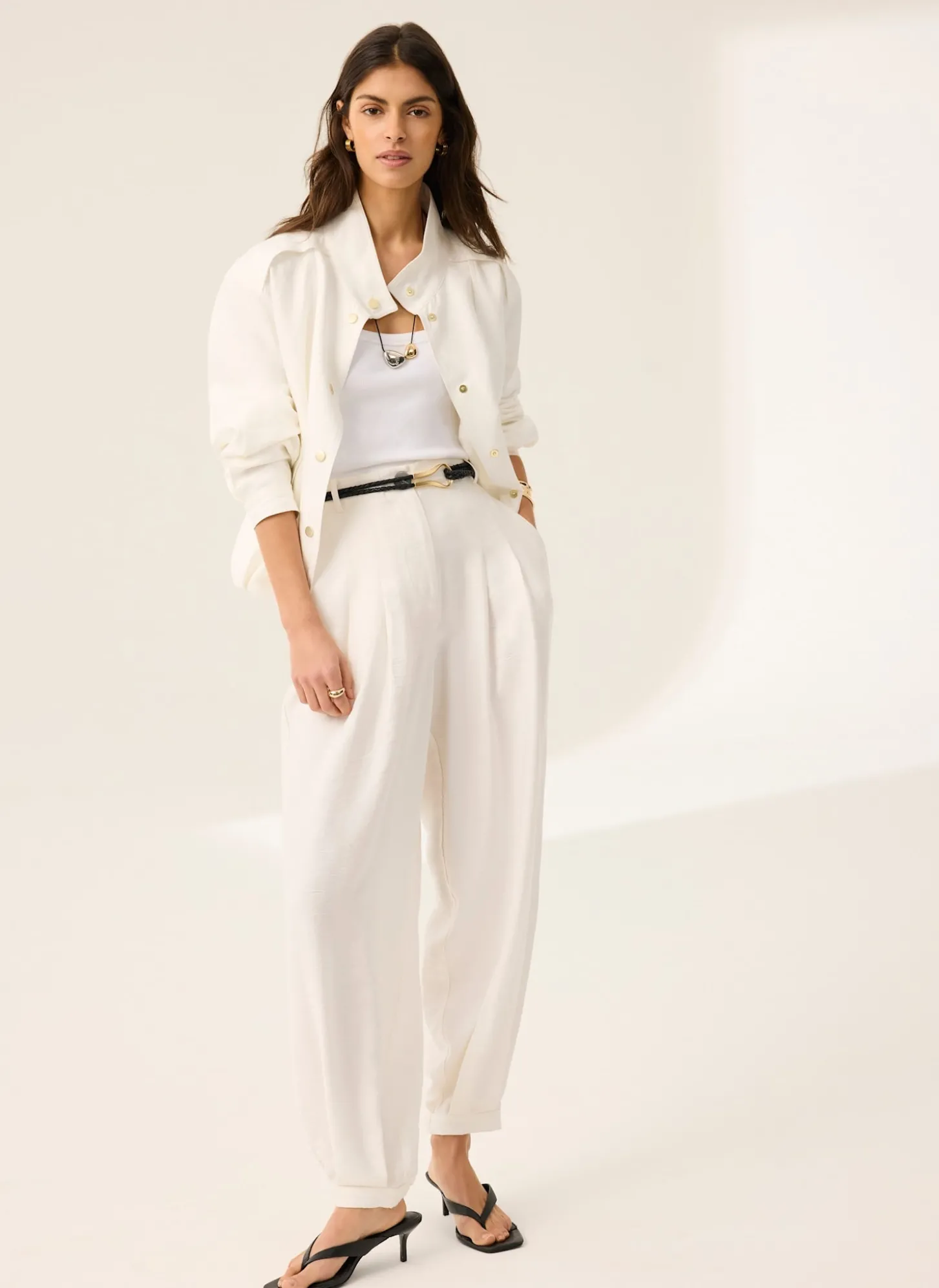 White Soft Balloon Trousers