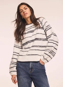 White Striped Cotton Blend Jumper