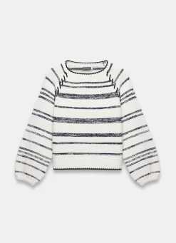 White Striped Cotton Blend Jumper