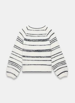 White Striped Cotton Blend Jumper