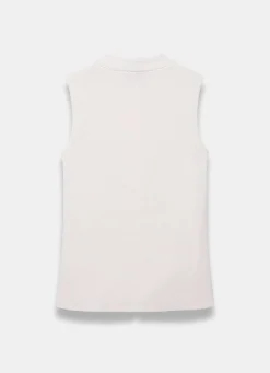 White Sunray Button Knit Sleeveless Top