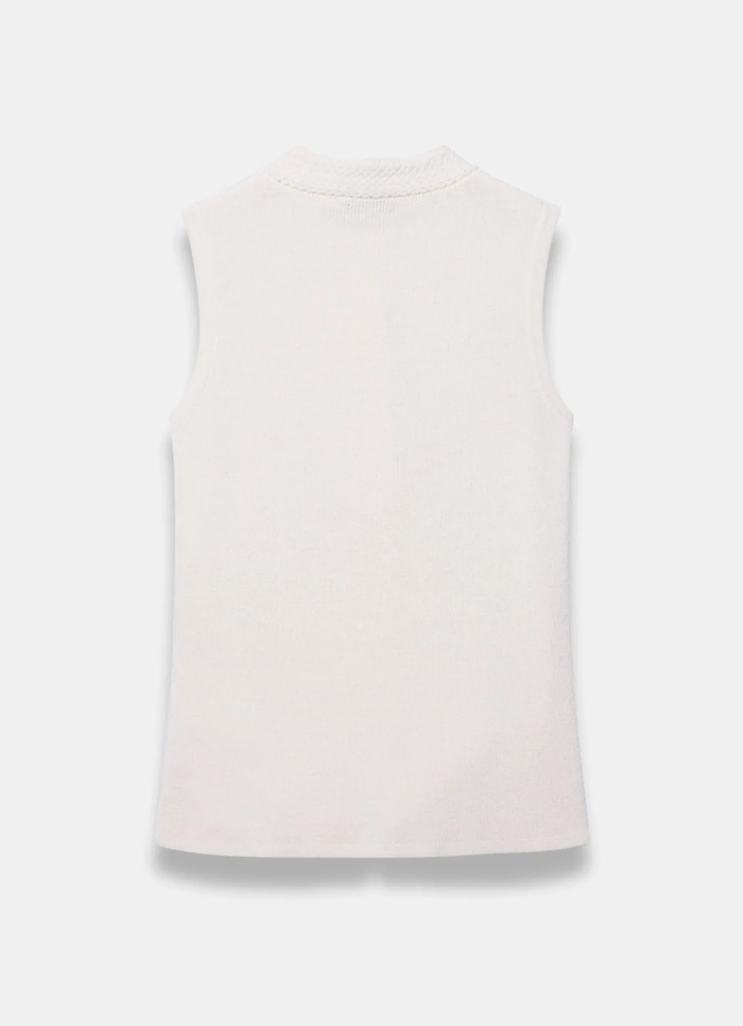 White Sunray Button Knit Sleeveless Top