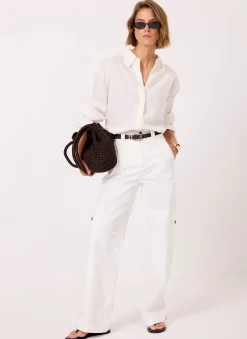 White Utility Chino Wide Leg Trousers