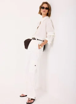 White Utility Chino Wide Leg Trousers