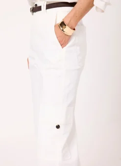 White Utility Chino Wide Leg Trousers
