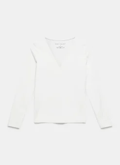 White V Neck Layering Top