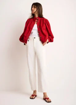 White Washed Barrel Leg Chino Trousers