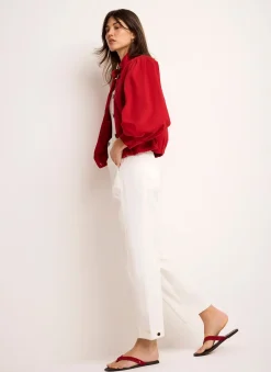 White Washed Barrel Leg Chino Trousers