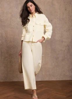 Yellow Ankle Wide Leg Jeans