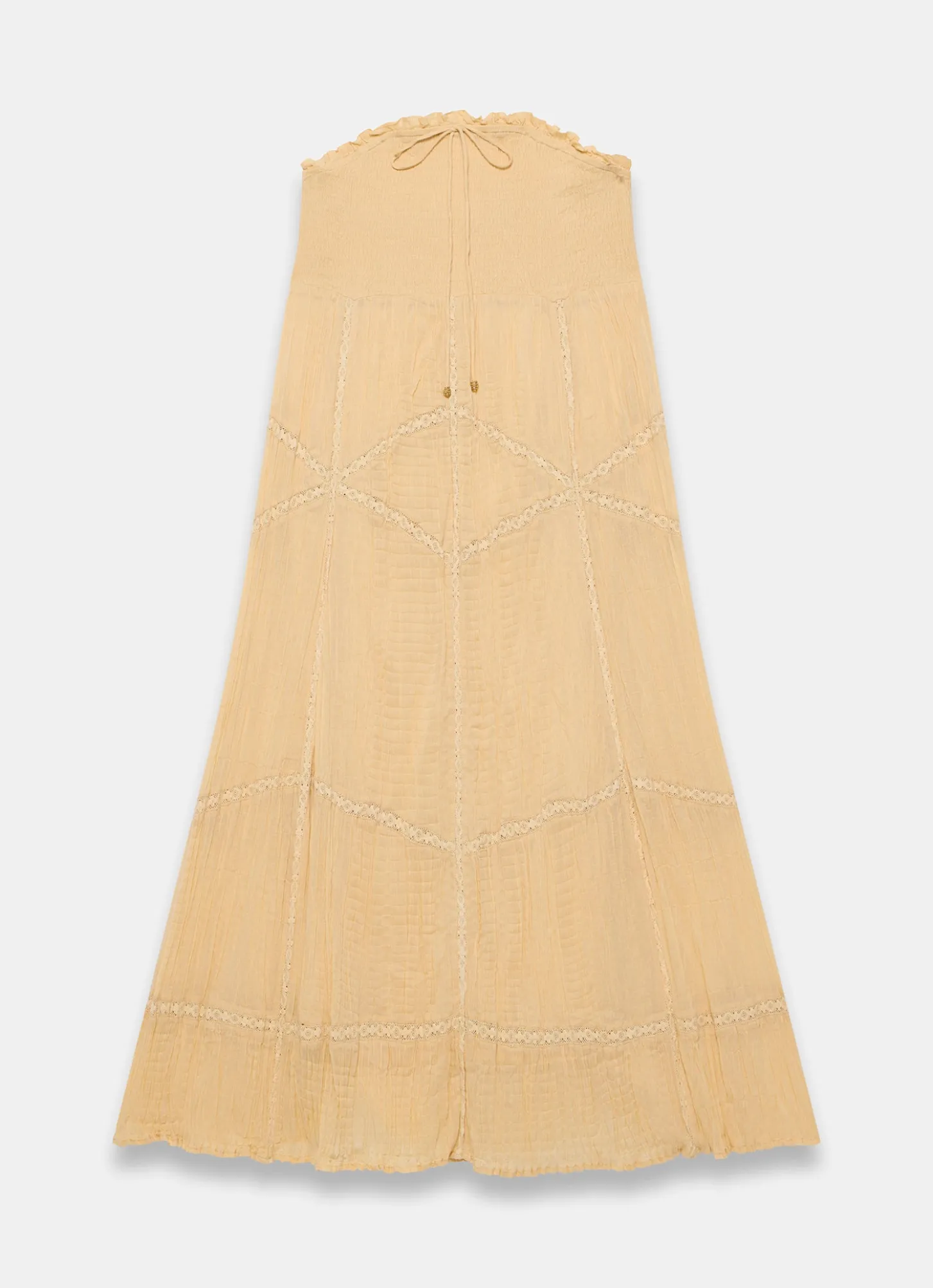 Yellow Cotton Bandeau Midi Dress