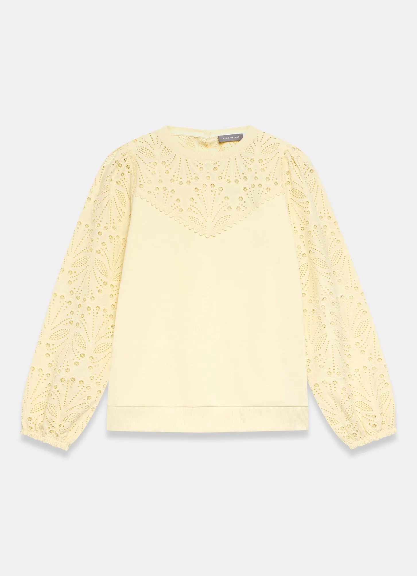 Yellow Cotton Blend Broderie Sweatshirt