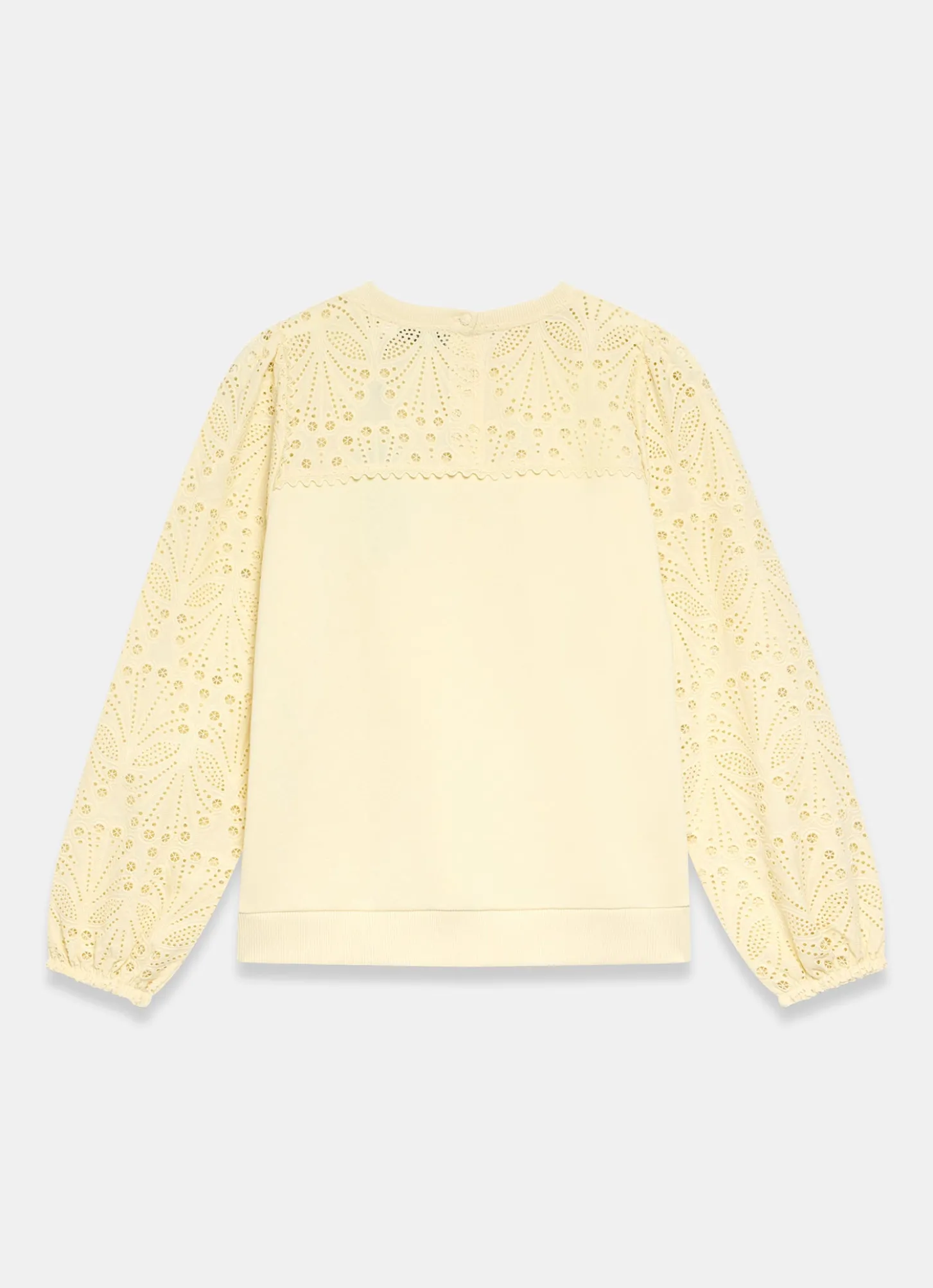 Yellow Cotton Blend Broderie Sweatshirt