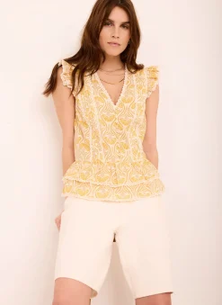 Yellow Cotton Floral Print Top