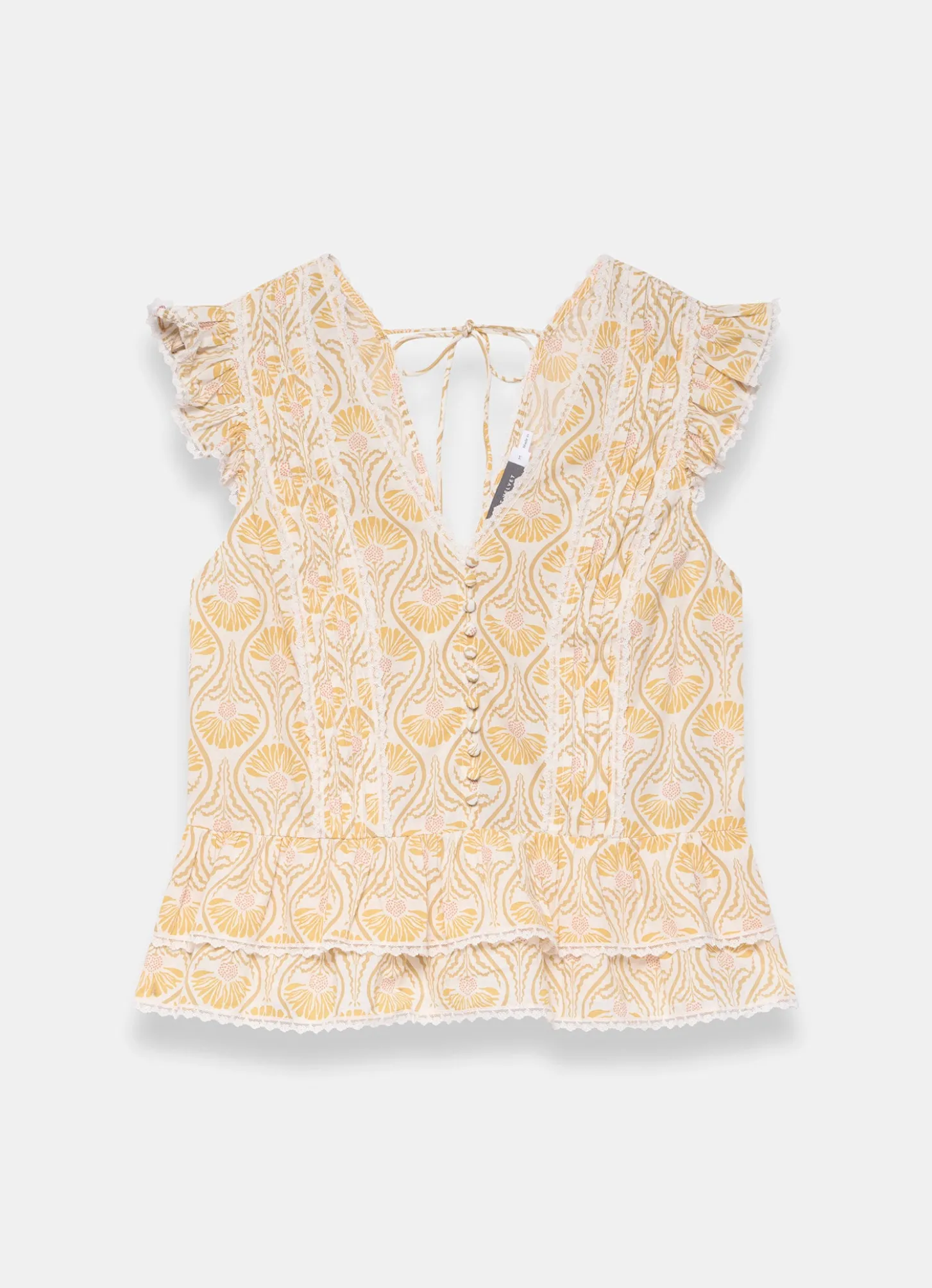 Yellow Cotton Floral Print Top