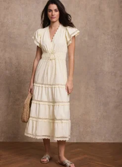 Yellow Cotton Ruffle Maxi Dress