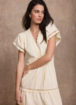 Yellow Cotton Ruffle Maxi Dress