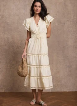 Yellow Cotton Ruffle Maxi Dress