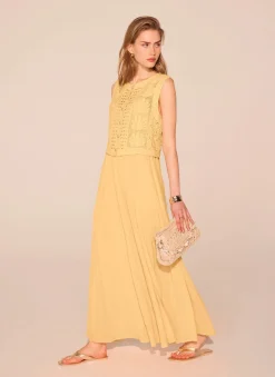 Yellow Crochet Shell Maxi Dress