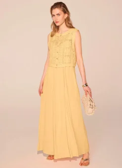 Yellow Crochet Shell Maxi Dress