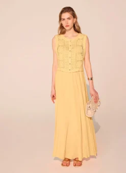 Yellow Crochet Shell Maxi Dress