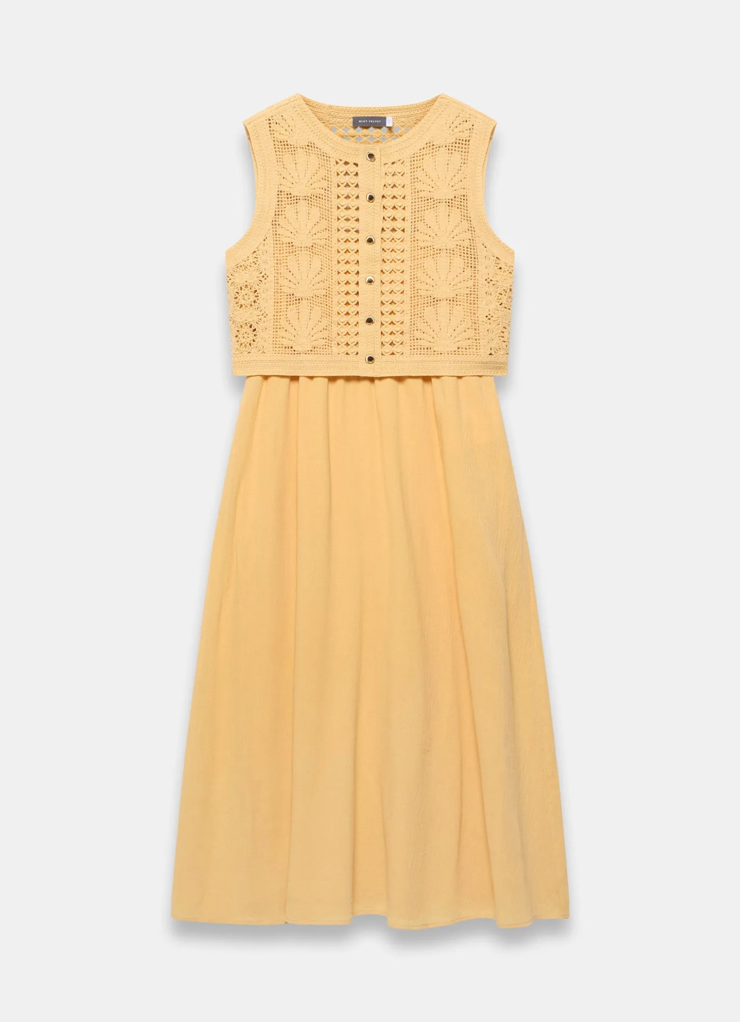 Yellow Crochet Shell Maxi Dress