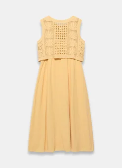 Yellow Crochet Shell Maxi Dress