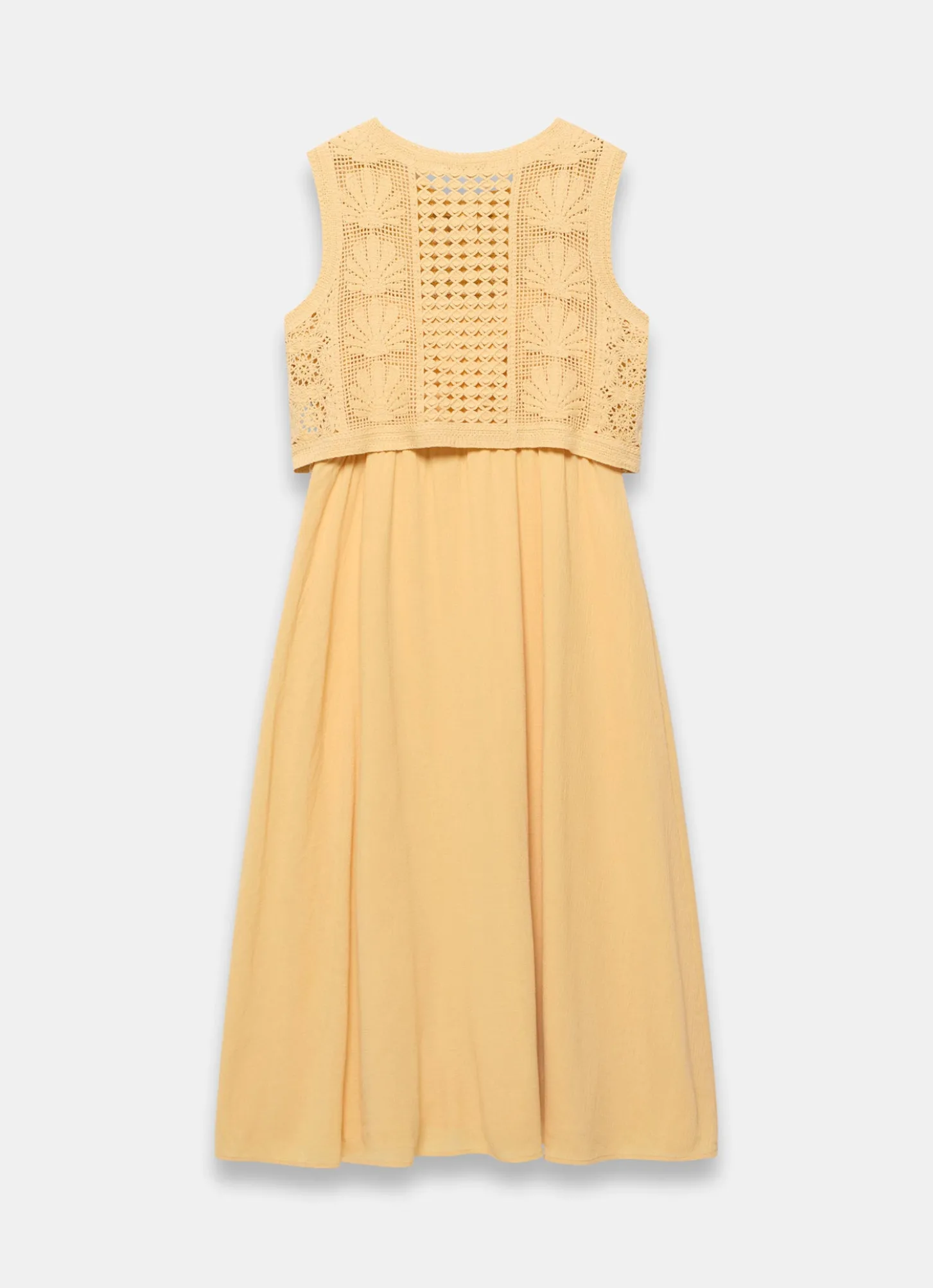 Yellow Crochet Shell Maxi Dress